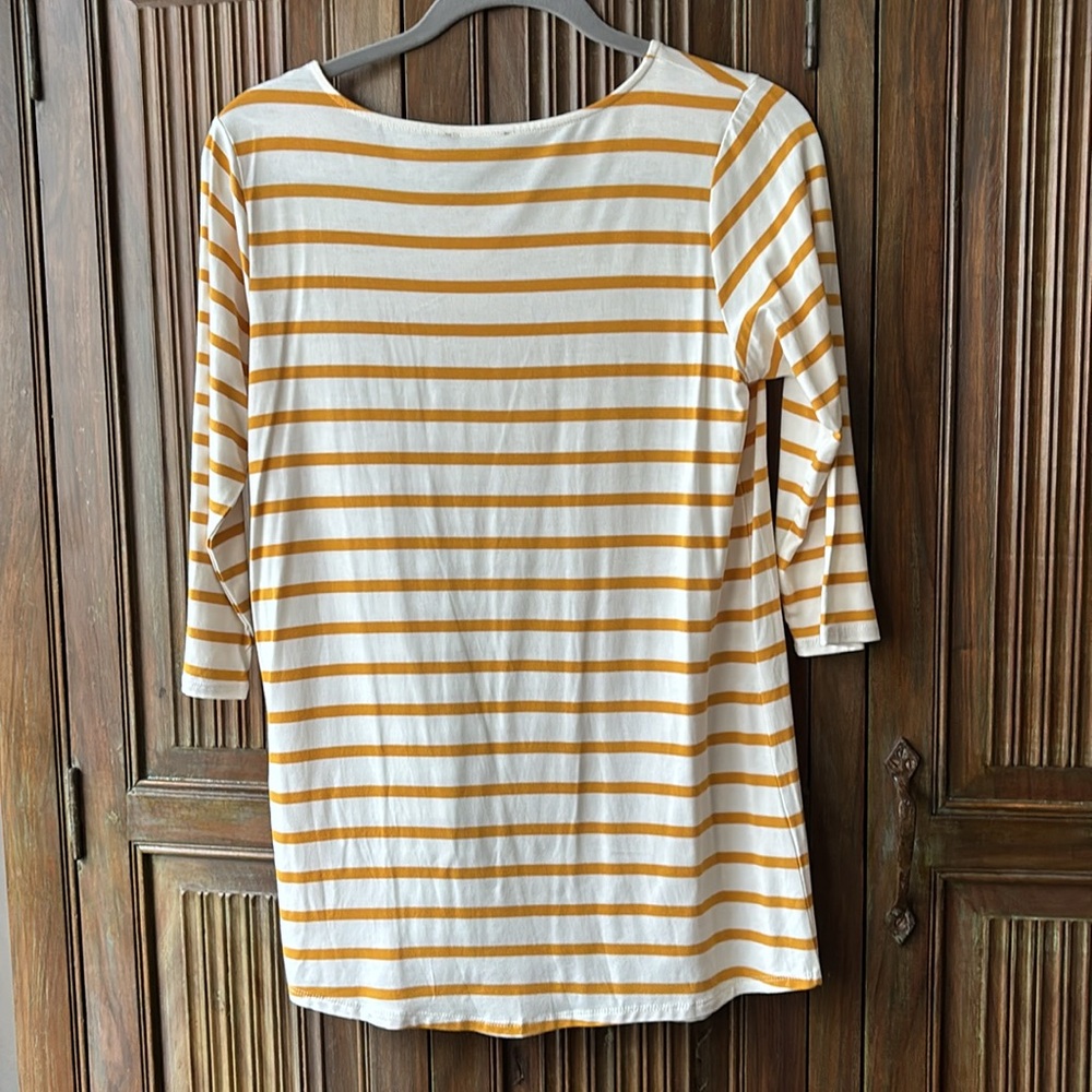 NWT Colette Piper Knit Striped Top - Cream with Mustard Yellow Stripes Size Med - Picture 3 of 6